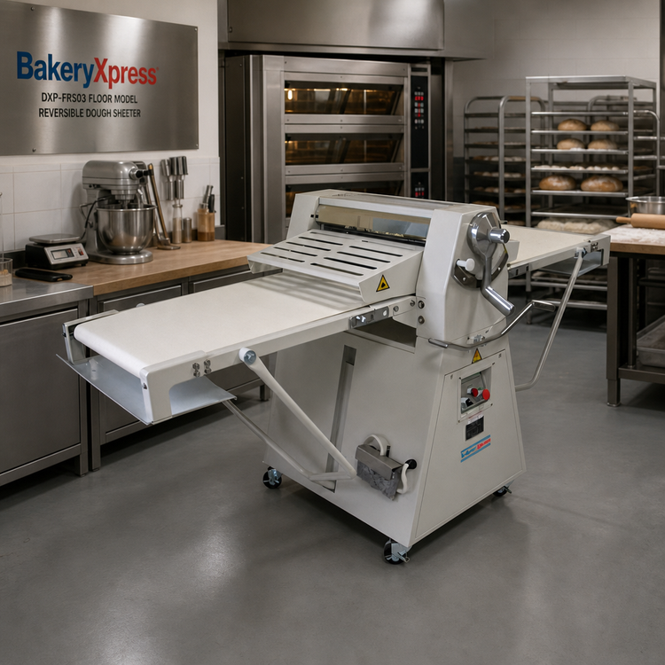 Product image #2 for BakeryXpress DXP-FRS03 Floor Model Reversible Dough Sheeter, 25" x 95" Conveyor, 220V