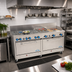 Thumbnail image #2 for Comstock-Castle 72 Inch Commercial Gas Range with 6 Open Burners, 18 Inch Griddle, 18 Inch Char-Broiler, and 2 Extra-Wide Ovens