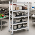 Thumbnail image #2 for Fermod Fermostock 4R31C71M 4-Tier Mobile Perforated Polymer Shelving Unit, 31"W x 22"D x 71"H