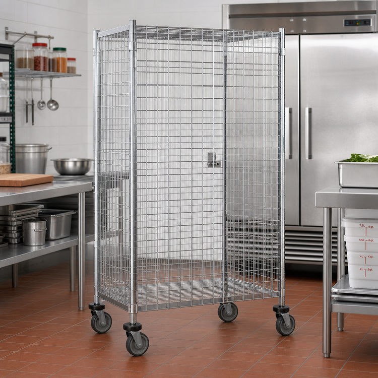 Product image #2 for Metro Super Erecta Mobile Chrome-Plated Wire Security Cage, 40-3/4 x 27-1/4 x 68-1/2 Inches, No Intermediate Shelves