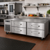 Thumbnail image #2 for Randell 105-Inch Three-Section Self-Contained Refrigerated Chef Base Equipment Stand with 6 Drawers, Left-Side Compressor
