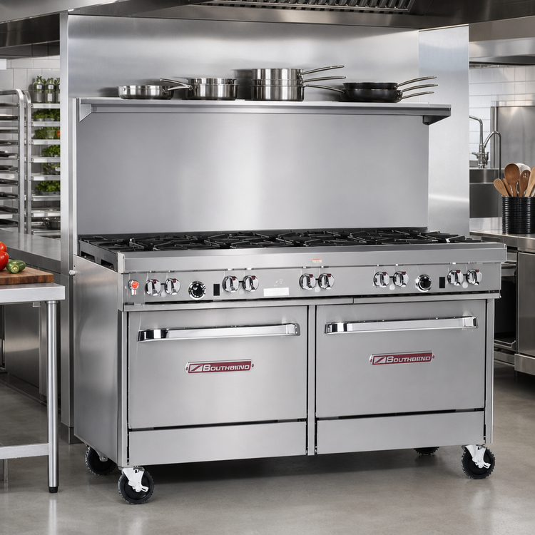 Product image #2 for Southbend Ultimate 60-Inch Gas Restaurant Range with 9 Open Burners, Convection Oven and Cabinet Base