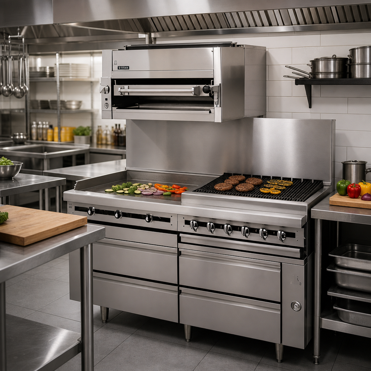 Product image #2 for Titan JMRH-48G 48 Inch Modular Heavy-Duty Gas Griddle Top Range with Manual Controls