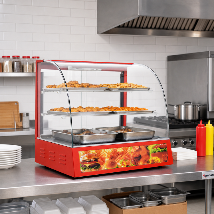 Product image #2 for Omcan 26-Inch Curved Glass Countertop Hot Food Display Warmer