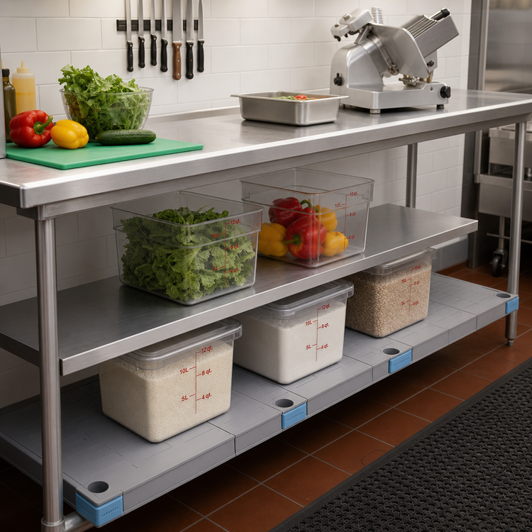 Product image #2 for Millenia 72"W x 24"D Solid Polymer Shelf, Gray, 800 lb. Capacity