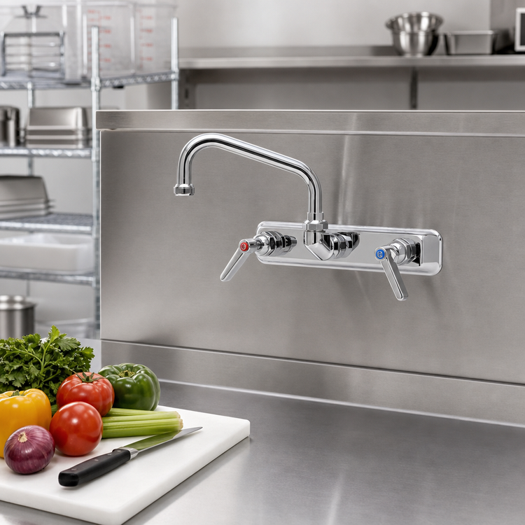 Product image #2 for T&S Brass B-1126-M Backsplash-Mount Workboard Faucet with 8-Inch Swing Nozzle