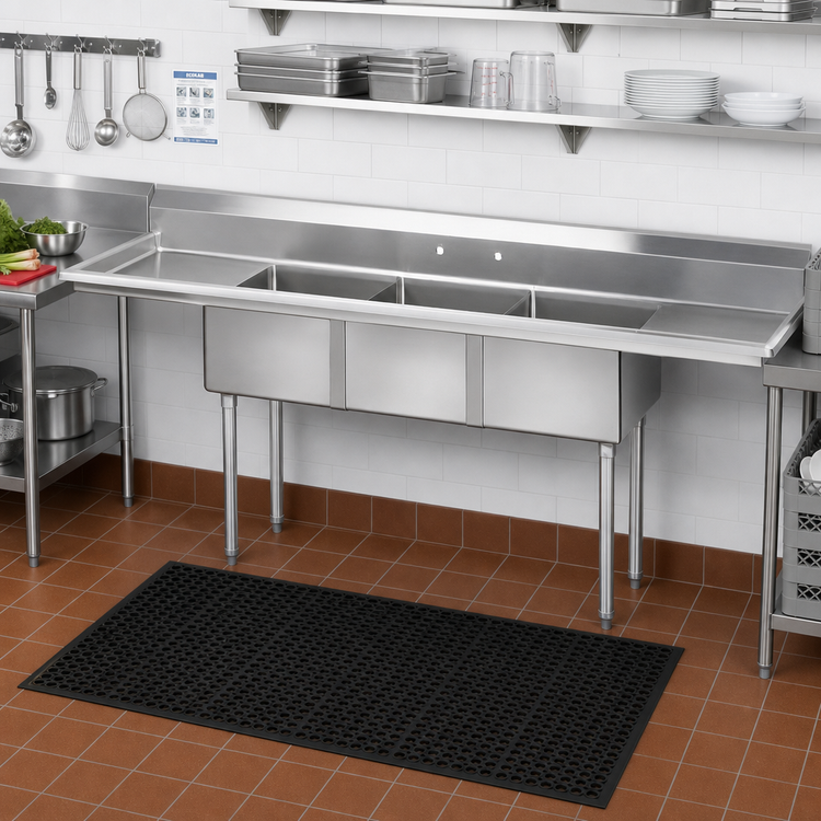Product image #2 for Advance Tabco Special Value Series 3-Compartment Fabricated Sink with 24-Inch Left & Right Drainboards, 18 Gauge 304 Stainless Steel