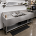 Thumbnail image #2 for Krowne Royal Series 84-Inch Three-Compartment Underbar Bar Sink with Left and Right Drainboards