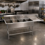 Thumbnail image #2 for John Boos Pro-Bowl 44PB204-1D30R 4-Compartment Stainless Steel Sink, 30-Inch Right Drainboard, 14-Gauge, 20 x 20 x 14-Inch Bowls