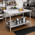 Thumbnail image #2 for Klinger's Trading 60 Inch x 30 Inch 16-Gauge 430 Stainless Steel Work Table with Undershelf and 2 Inch Rear Up-Turn