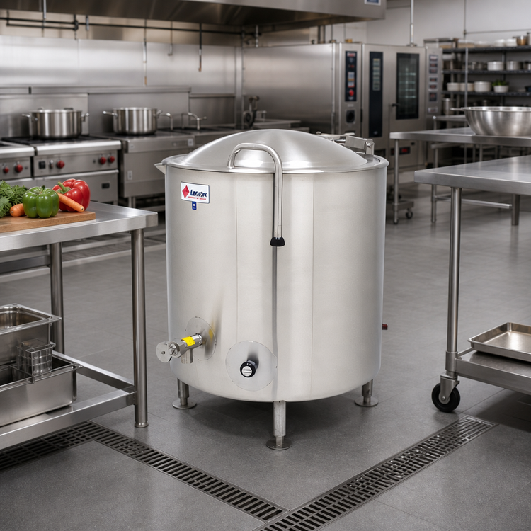 Product image #2 for Legion LTI-100 100-Gallon Stationary Direct Steam Kettle, 2/3 Jacketed, Insulated