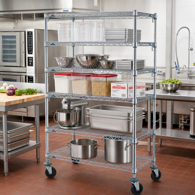 Product image #2 for Metro Super Erecta Super Adjustable Wire Stem Caster Cart, 5 Shelves, 36 x 24 x 67-7/8 Inches, Chrome