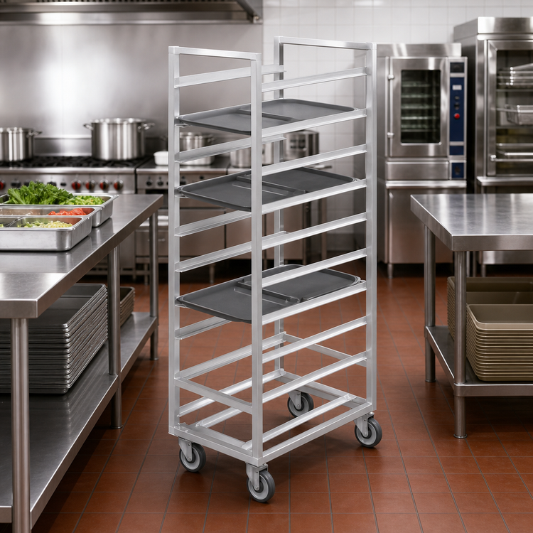 Product image #2 for Channel Manufacturing Aluminum Cafeteria Tray Rack, Single Section, End Load, 14-Tray Capacity