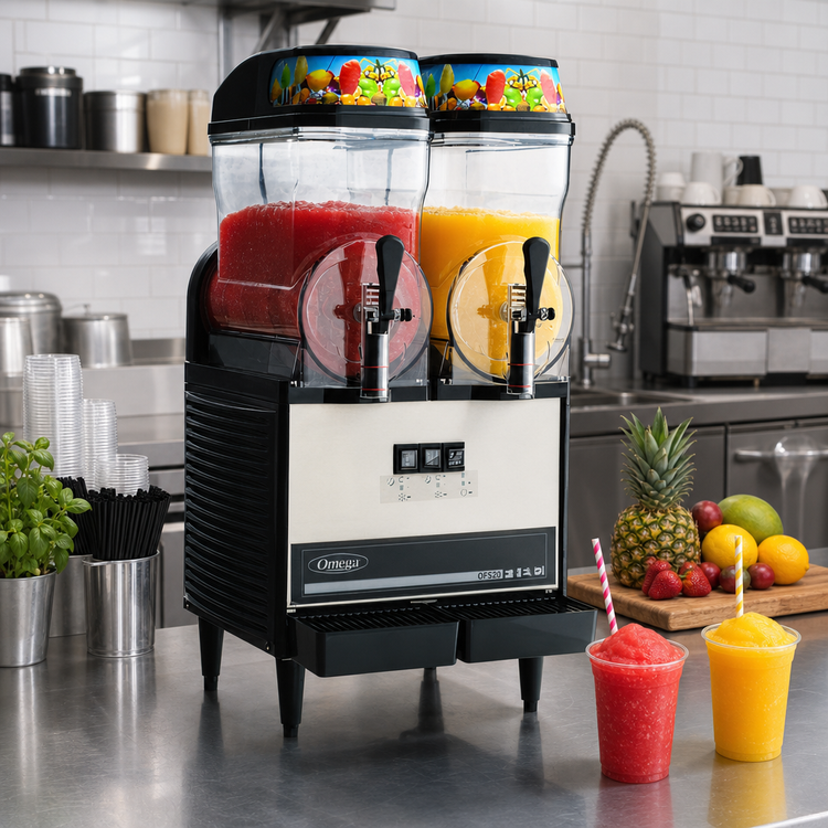 Product image #2 for Omega OFS20 Countertop Granita Machine with Lighted Top Panel, 2 x 3-Gallon Bowls
