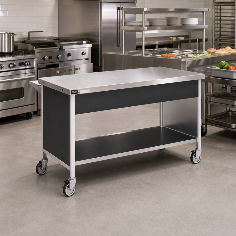 Product image #2 for Atlas Metal CAFT-3 50-Inch Utility Solid Top Serving Counter with Stainless Steel Top