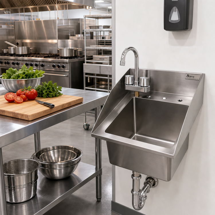 Product image #2 for John Boos Pro-Bowl Drop-In Stainless Steel Hand Sink with Economy Gooseneck Faucet, 1 Compartment, 10 x 14 x 10 Bowl, Side Splashes