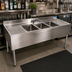 Thumbnail image #2 for BK Resources Slim-Line 3-Compartment Stainless Steel Underbar Sink with Dual 25-Inch Drainboards, 84-Inch Wide