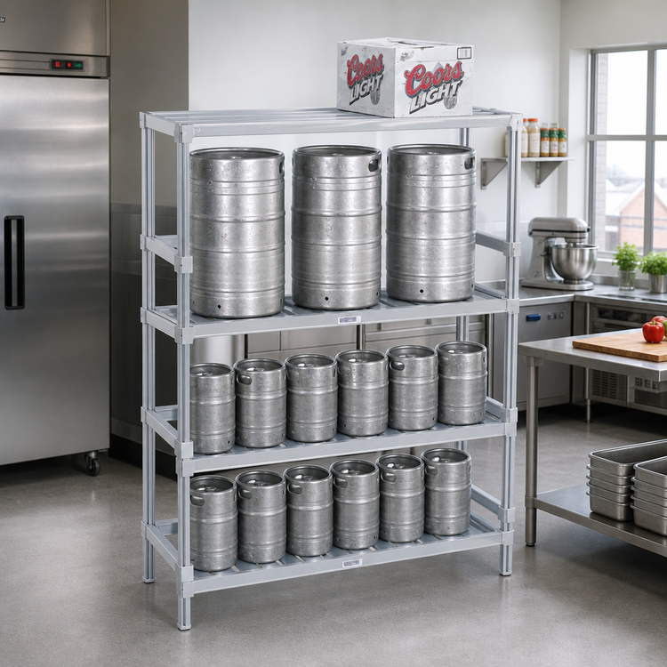 Product image #2 for Adjustable Aluminum Keg Storage Rack for 6 Half Barrels or 18 1/6th Barrels