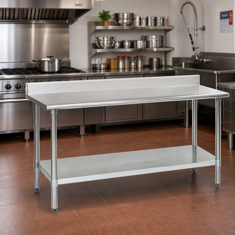 Product image #2 for Eagle Spec-Master 108-Inch x 30-Inch Stainless Steel Work Table with 4-1/2-Inch Backsplash and Galvanized Undershelf