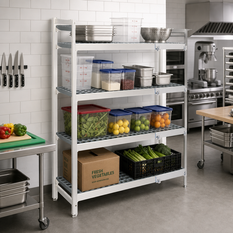 Product image #2 for Fermostock 4-Tier Corner Expansion Polymer Shelving Unit Kit, 42"W x 22"D x 83"H