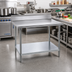 Thumbnail image #2 for Advance Tabco 30 x 30 Inch Stainless Steel Work Table with 5 Inch Backsplash, Galvanized Undershelf and Legs