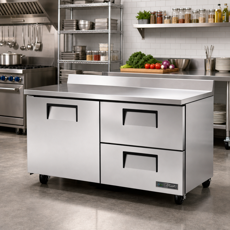 Product image #2 for True 60-Inch Two-Section Worktop Refrigerator with 1 Door and 2 Drawers