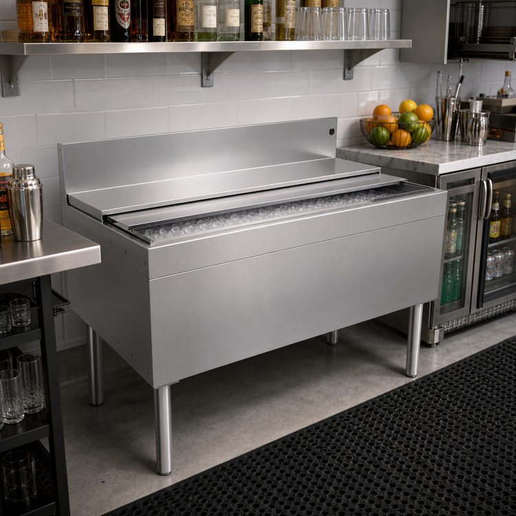 Product image #2 for Glastender 42-Inch Stainless Steel Underbar Ice Bin with 10-Circuit Cold Plate, 149 lb. Ice Capacity
