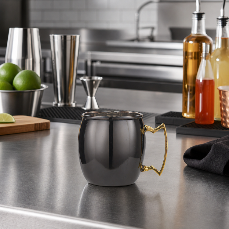 Product image #2 for American Metalcraft 16 oz Moscow Mule Mug with Brass Handle and Black Satin Finish