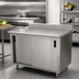 Thumbnail image #2 for Advance Tabco Special Value Series Enclosed Work Table with Cabinet Base, Sliding Doors, Mid-Shelf, 16-Gauge 304 Stainless Steel Top, and 5-Inch Backsplash, 48 x 30 Inches
