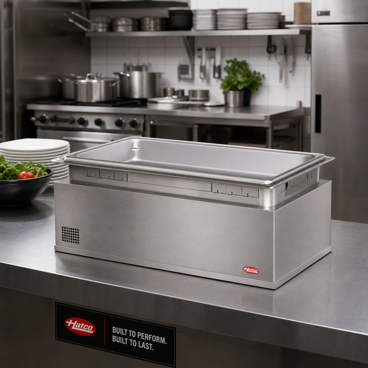 Product image #2 for Hatco Rectangular Drop-In Stainless Steel Heated Well with Drain, Full-Size Pan, Top or Bottom Mounted