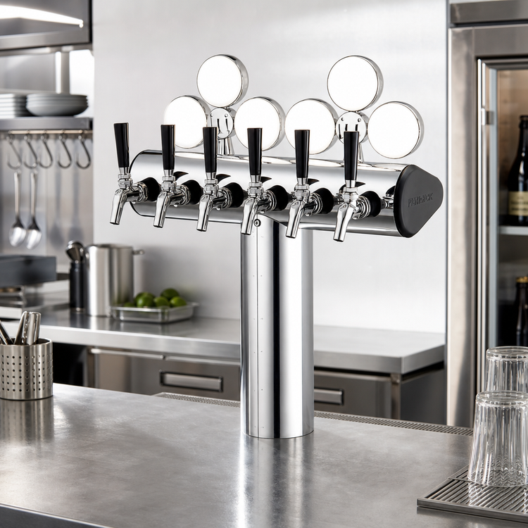 Product image #2 for Perlick Illuminated Winged Tee Countertop Glycol-Cooled 6-Faucet Beer Draft Tower