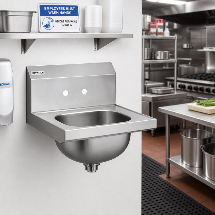 Product image #2 for Eagle Group Wall-Mount Hand Sink with 13-1/2 Inch x 9-3/4 Inch Bowl, 304 Stainless Steel