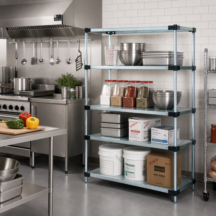 Product image #2 for Quantum Solid Shelving Starter Kit, 36W x 21D x 74H, 4-Shelf Stationary Unit
