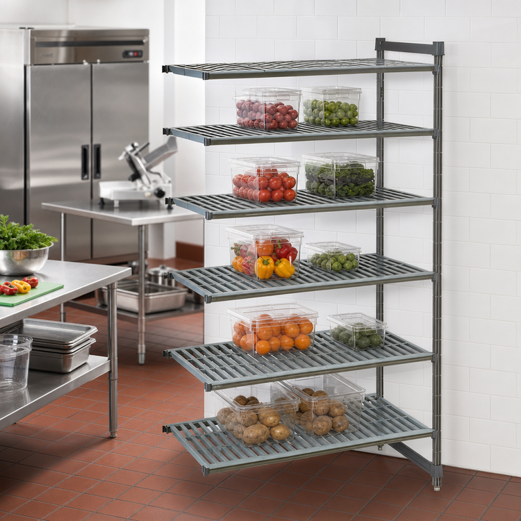 Product image #2 for Cambro Camshelving Basics Plus 5-Tier Vented Add-On Polymer Shelving Unit, 18 x 30 x 84 Inches, Brushed Graphite