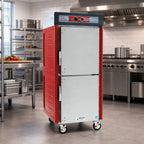 Thumbnail image #2 for Metro C5 C549-ASDS-U Full-Height Mobile Heated Holding Cabinet, 32 Full-Size Pan Capacity, Dutch Solid Doors, Adjustable Slides
