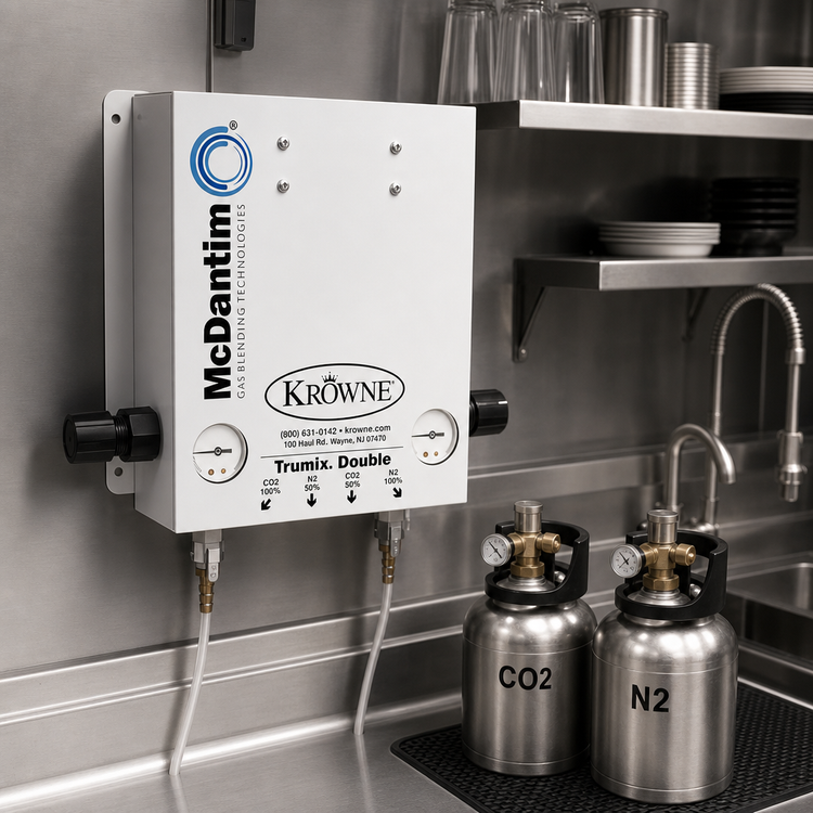 Product image #2 for Krowne Double Wall-Mounted CO2/Nitrogen Dual Beverage Gas Blender with Preset Blend Settings
