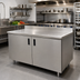 Thumbnail image #2 for Advance Tabco Enclosed Work Table with Cabinet Base, Mid-Shelf, Hinged Doors, 14 Gauge 304 Stainless Steel Top and 5 Inch Backsplash, 120 x 36 Inches