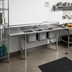 Thumbnail image #2 for Eagle Group 3-Compartment 304 Stainless Steel Sink with Right-Hand Drainboard, 80-3/8-Inch Wide