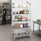 Thumbnail image #2 for Fermod Fermostock 5R52A83 5-Tier Stationary Starter Polymer Shelving Unit, 52W x 14D x 83H, Anodized Aluminum, Gray