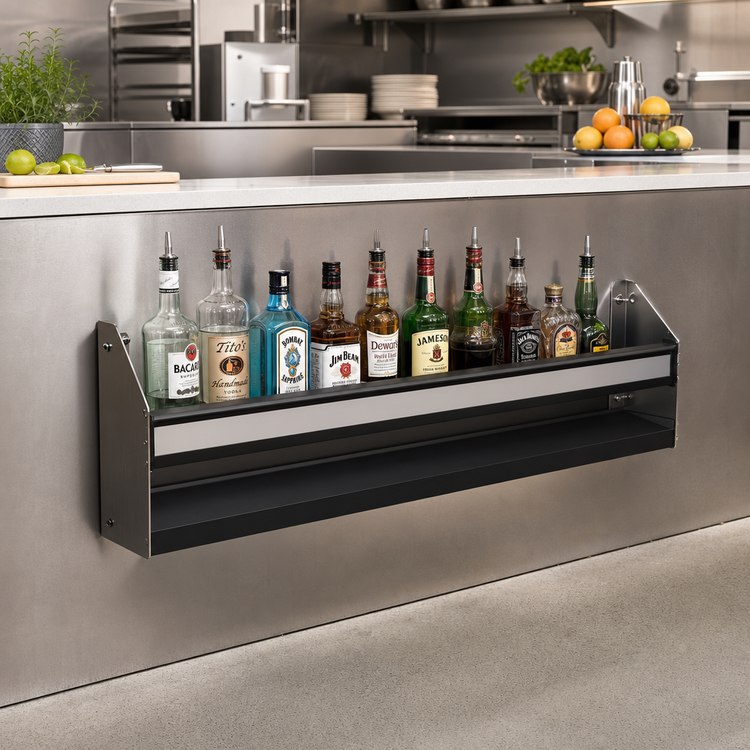 Product image #2 for Glastender 36-Inch Single Stainless Steel Speed Rail with Open Step-and-Rail Design