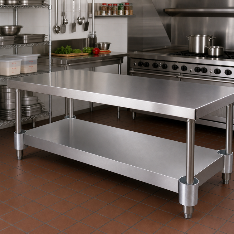 Product image #2 for BK Resources 18/304 Stainless Steel Undershelf for 84" W x 24" D Work Table