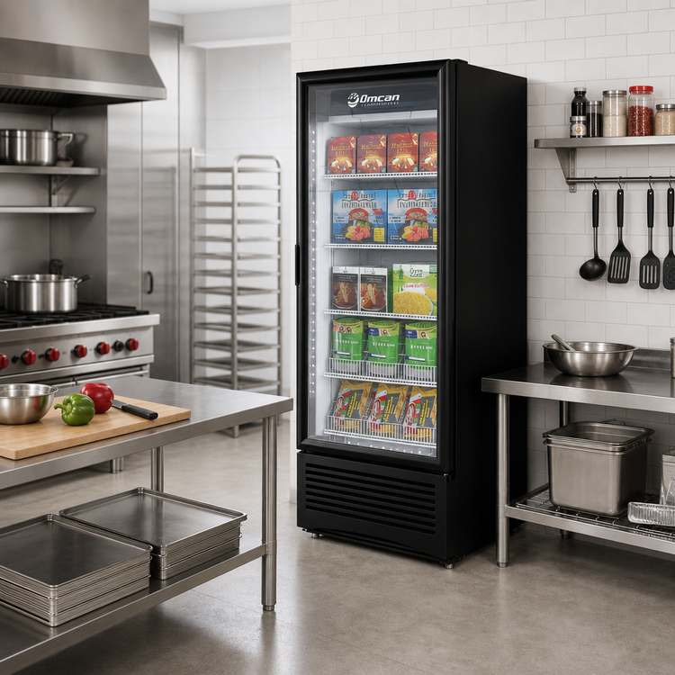 Product image #2 for Omcan Elite Series 1-Section Glass Door Reach-In Display Freezer, 23.7 Cu. Ft.