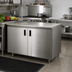 Thumbnail image #2 for Advance Tabco Special Value Enclosed Work Table with Cabinet Base, Mid-Shelf, Hinged Doors, 72 x 24 Inches, 16 Gauge 304 Stainless Steel Top