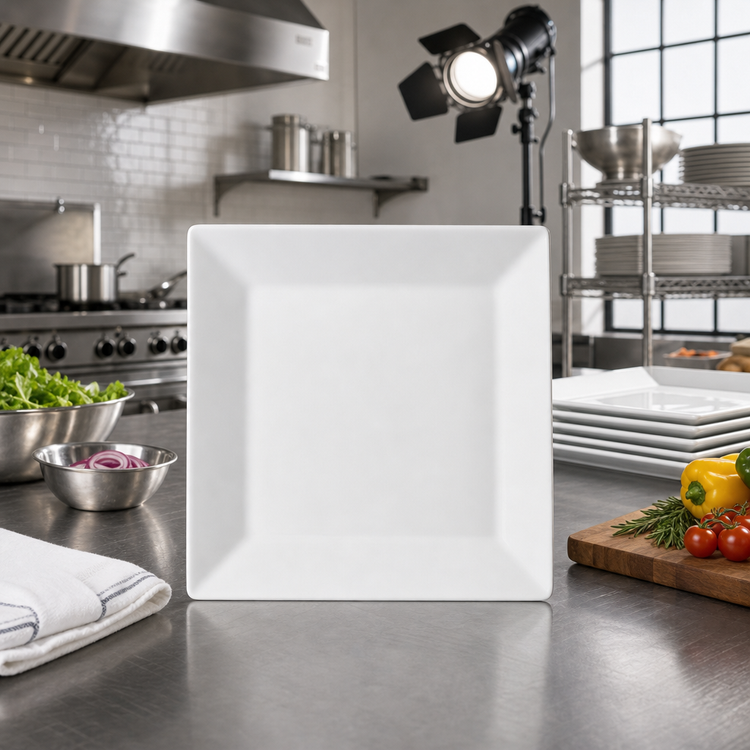 Product image #2 for Winco Royalsquare 11-1/4-Inch Square Porcelain Dinner Plate, White