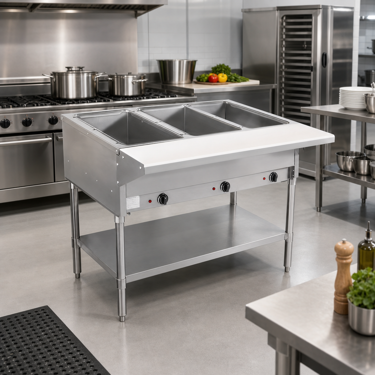 Product image #2 for BevLes Electric Dry Heat Steam Table with 3 Open Wells, 44 Inch Wide