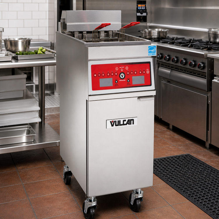 Product image #3 for Vulcan 1ER50AF 50 lb Freestanding Electric Deep Fat Fryer with KleenScreen PLUS Filtration