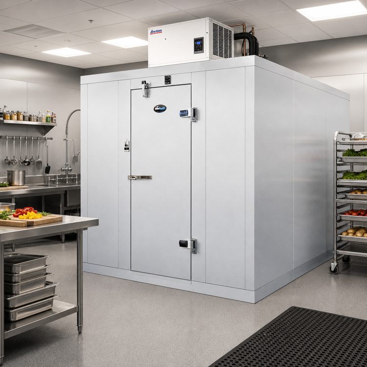 Product image #2 for AmeriKooler Indoor Quick Ship Walk-In Cooler with Floor and Remote R-448A Refrigeration, 8' x 12' x 7'7"