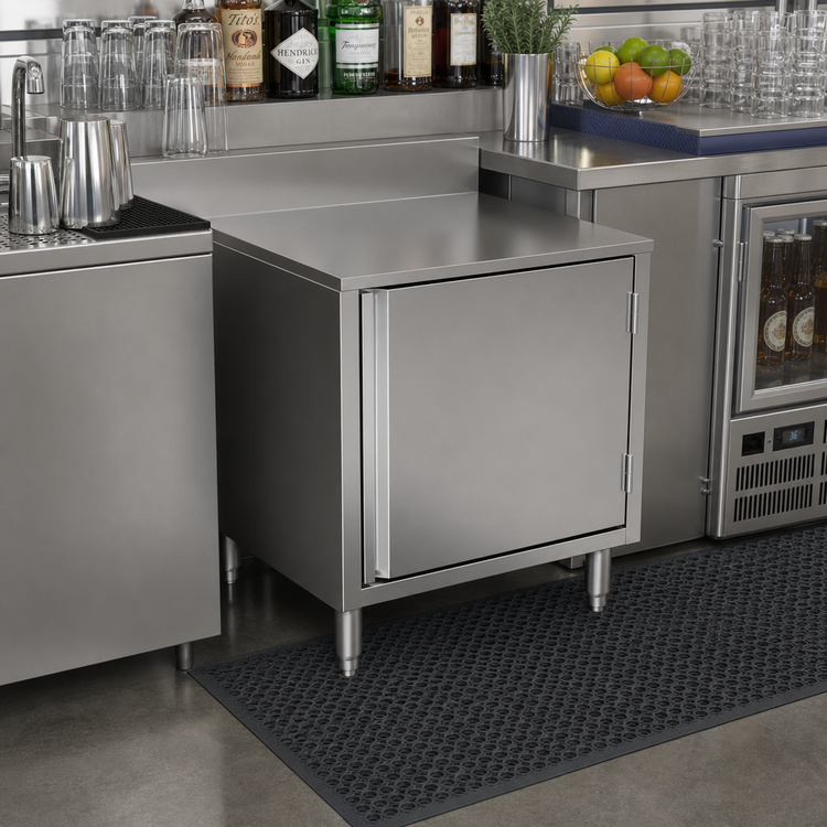 Product image #3 for BK Resources Well Series 24" x 21" Stainless Steel Underbar Cabinet with Flat Top and 6" Adjustable Legs