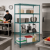 Thumbnail image #2 for Quantum 4-Tier Stationary Wire Shelving Unit Pack, 42W x 18D x 72H, Green Epoxy Antimicrobial Finish