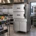 Thumbnail image #2 for Crown SCX-16 Two Compartment Steam Coil Convection Steamer with Cabinet Base